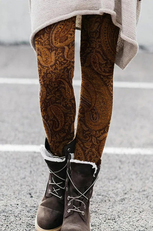 Vintage Paisley Print Slim Fit Leggings 