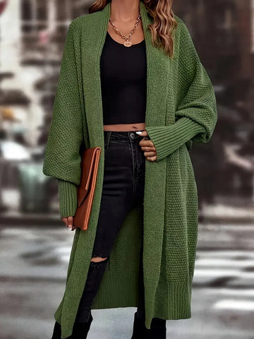 Women's long knitted cardigan