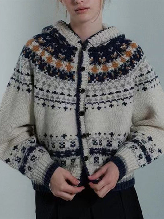 Pattern Print Long Sleeve Sweater