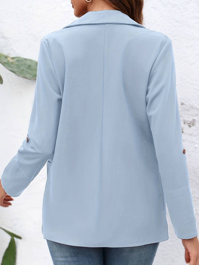 Women's casual open front blazer with lapel collar