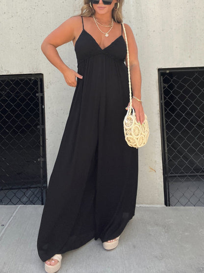 Women's v-neck trousers with wide legs