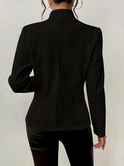 Geometric button-up long-sleeve blazer jacket for women