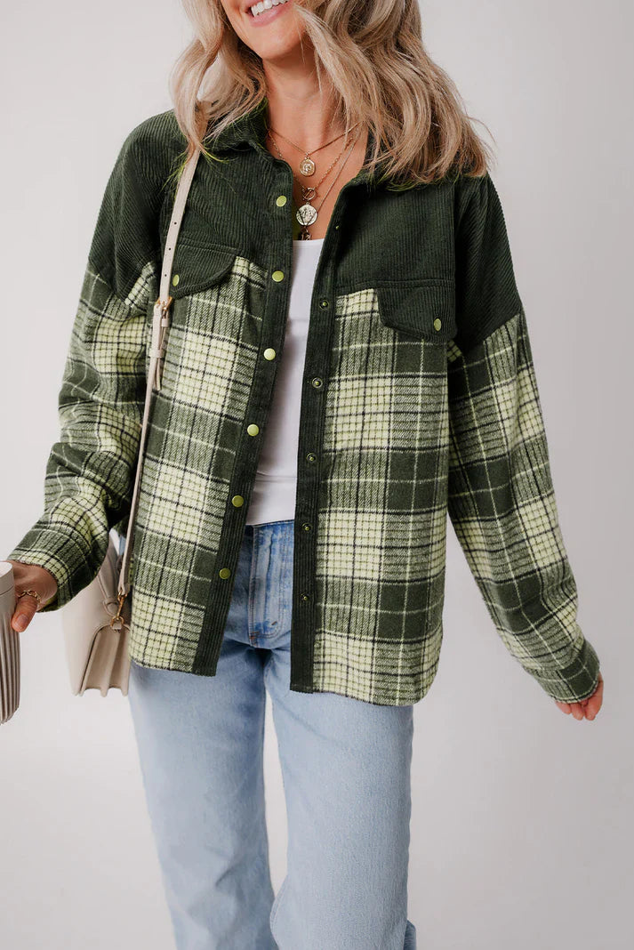 Color Block Snap Button Jacket