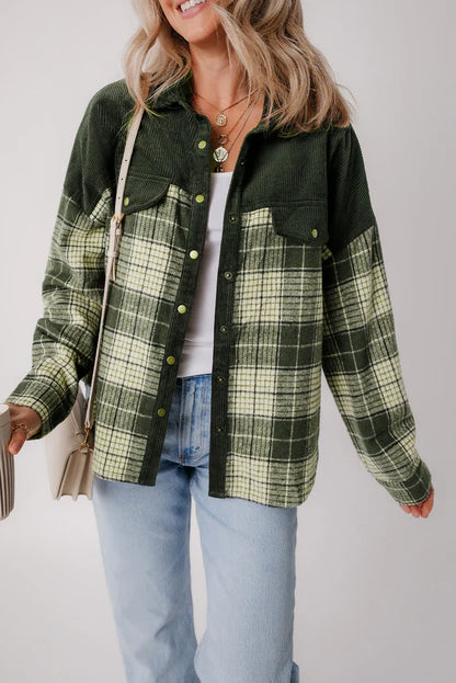 Women's snap buttons color block jacket