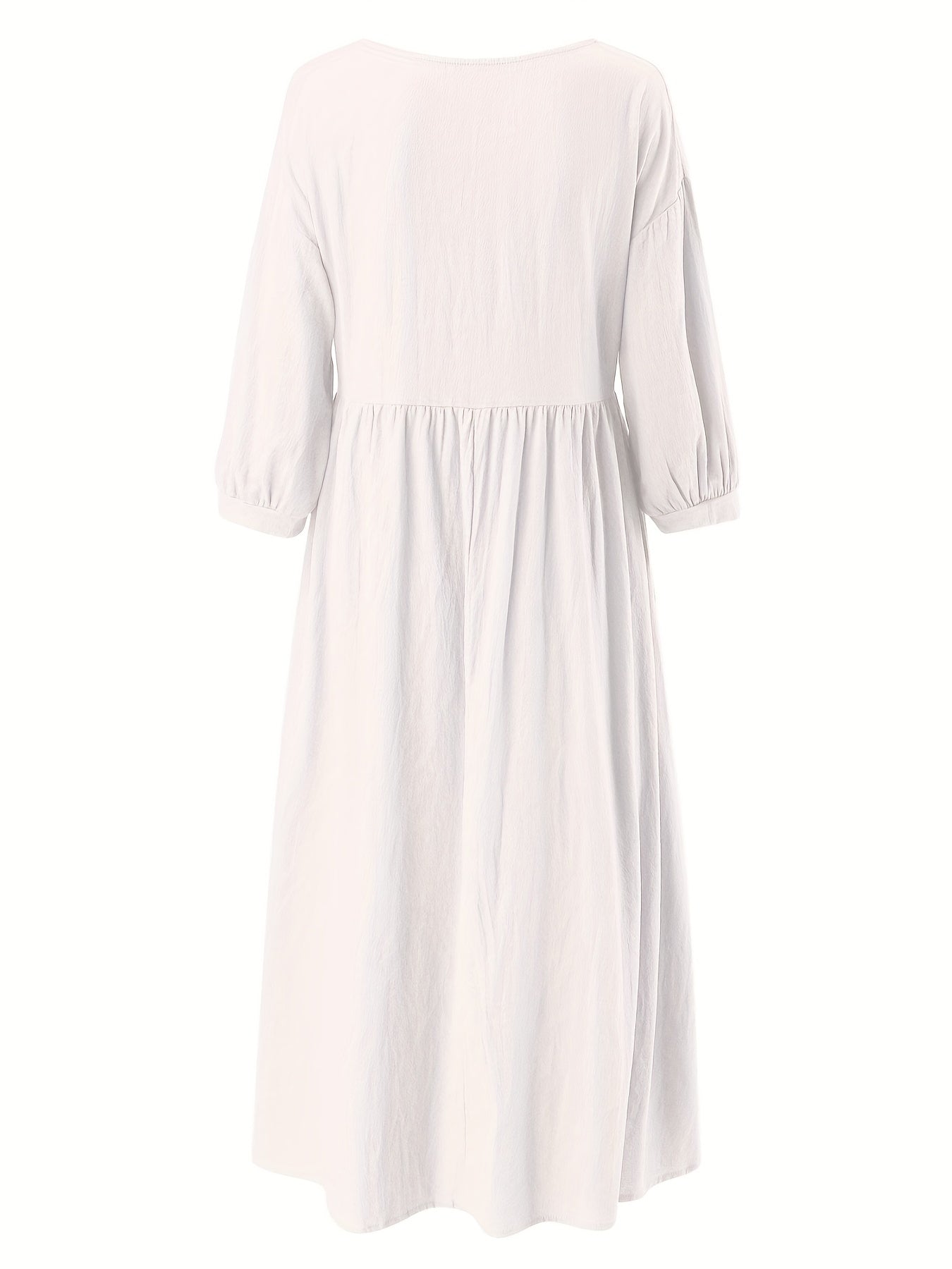 Women's Midi Dress - Empire Waist - Three-Quarter Sleeve - Elegant A-Line Fit