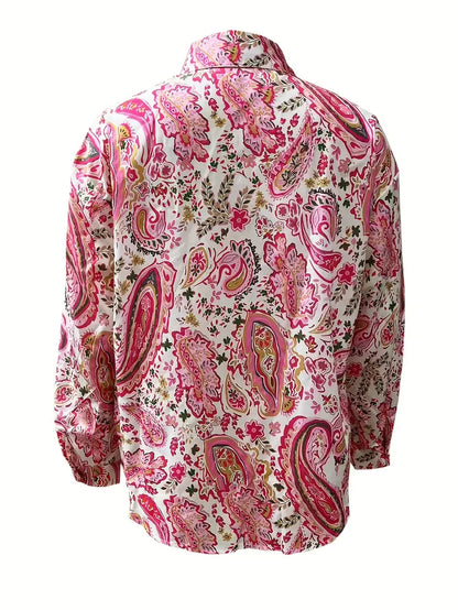 Women's abstract floral long-sleeved shirt