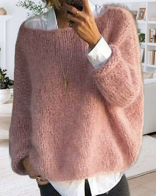 Fuzzy Off-Shoulder Oversized Sweater