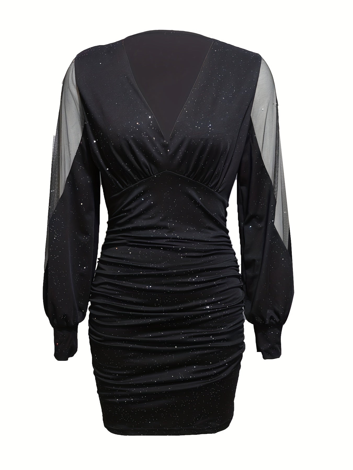 Ruched V-Neck Bodycon Mini Dress