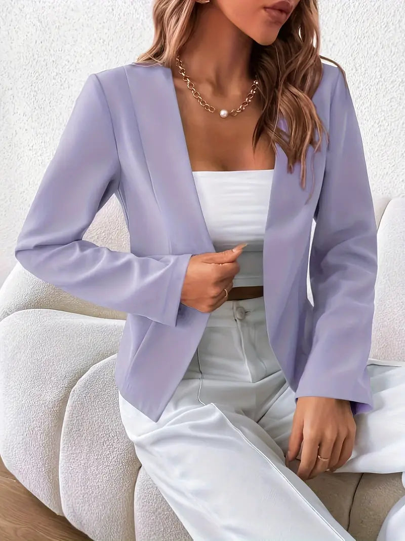 Women's chic open front long sleeve blazer