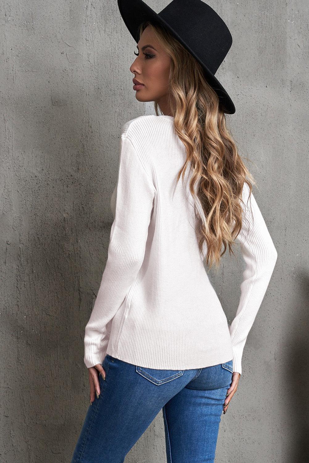 Szofia - one shoulder long sleeve ribbed top