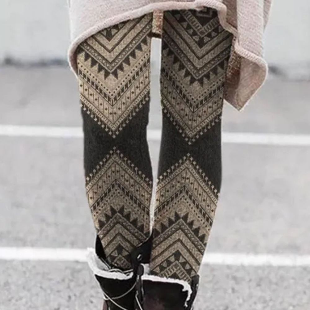 Breathable Stretch Fit Geometric Print Leggings 