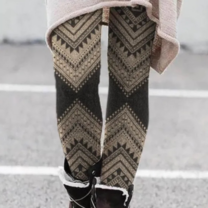 Women’s Leggings – Stretch Fit – Breathable Knit – Geometric Print – Full Length