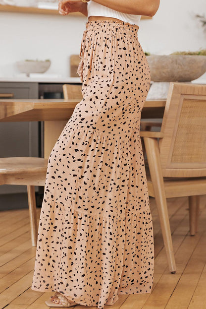 Women's printed tiered wide-leg pants