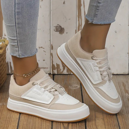 Women's Sneakers - Cushioned Knit Upper - Rubber Sole - Lace-Up Casual Shoes
