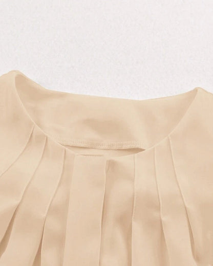Women's casual pleated shirt long sleeve top with elastic cuffs