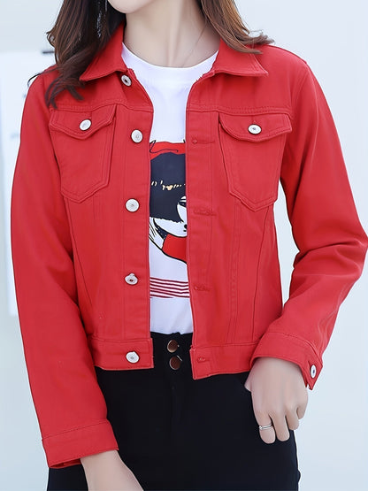 Stylish denim jacket for women with button closure