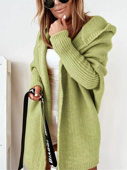 Women's midi bat-shaped hoodie sweater