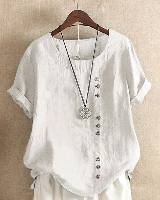 Loose Fit Button Detail Blouse
