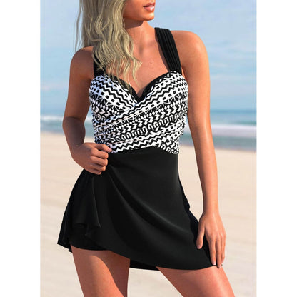 Women’s Tankini Set – Supportive Ruched Top – Flowy Skirt Bottom – Breathable Blend