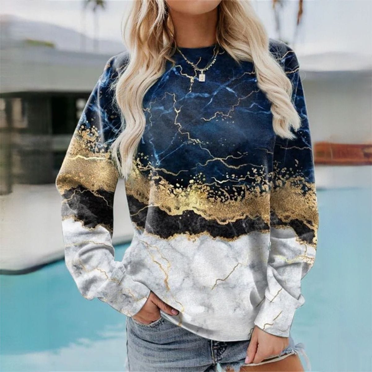 Women's stylish printed sweater