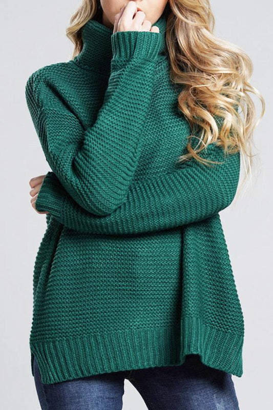 Chunky Wool Knit Oversized Turtleneck Sweater 