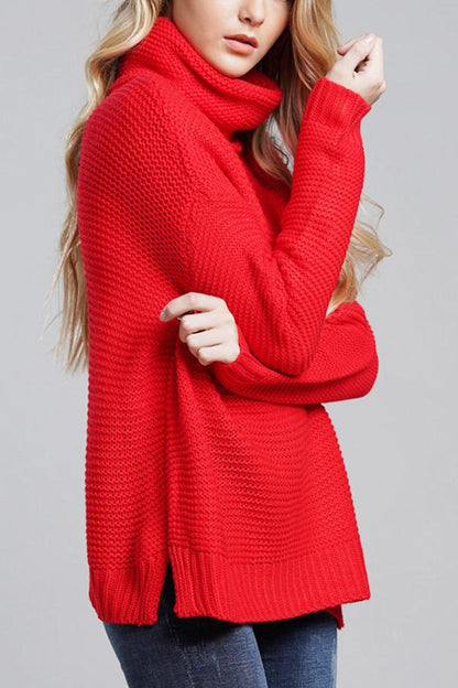 Women’s Turtleneck Sweater – Chunky Wool Knit – Oversized Fit – Ribbed Cuffs & Hem