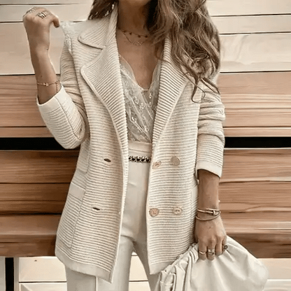 Women's long sleeve casual knitted ribbed coat