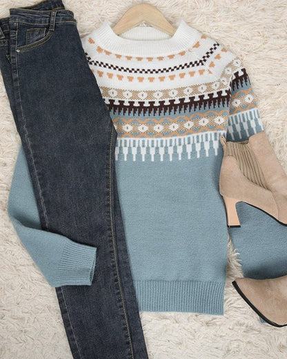 Women's printed long sleeve sweater