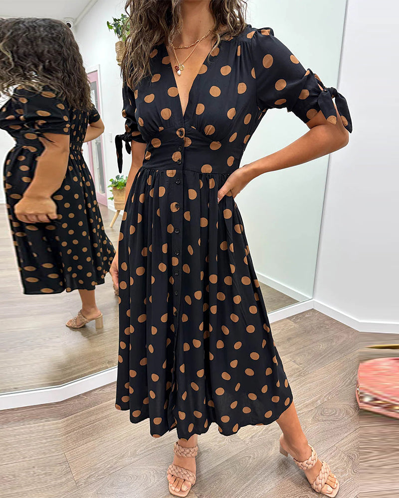 Fit and Flare Tie Detail Midi Dress
