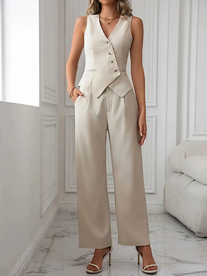 Women's elegant vest & flare pants set