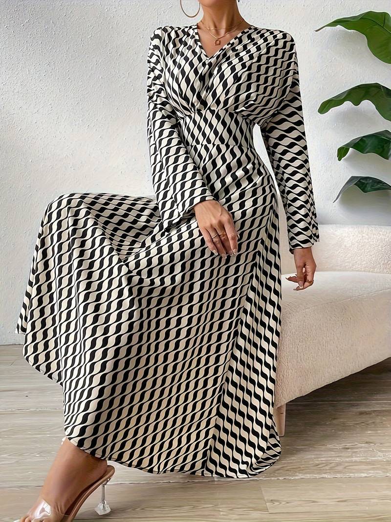 Women's elegant striped maxi dress