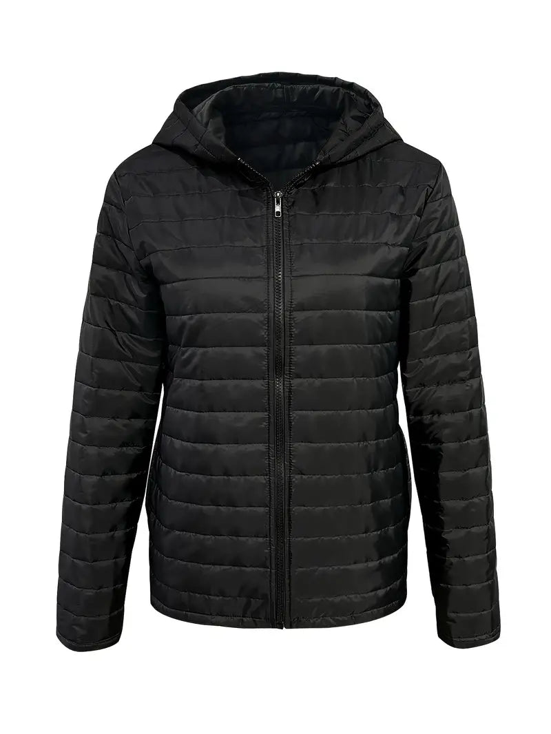 Women's mid-length hooded light padded jacket