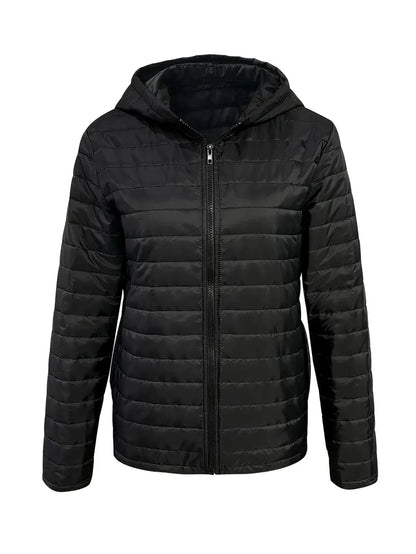 Women's mid-length hooded light padded jacket