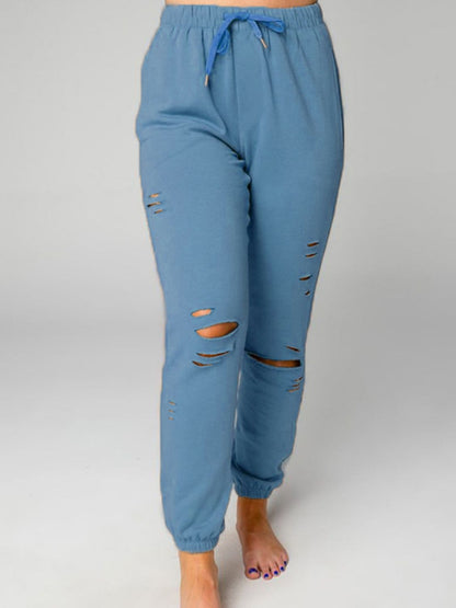 Women’s Loungewear Set - Relaxed Fit Sweatshirt & Distressed Jogger Pants - Casual Comfort