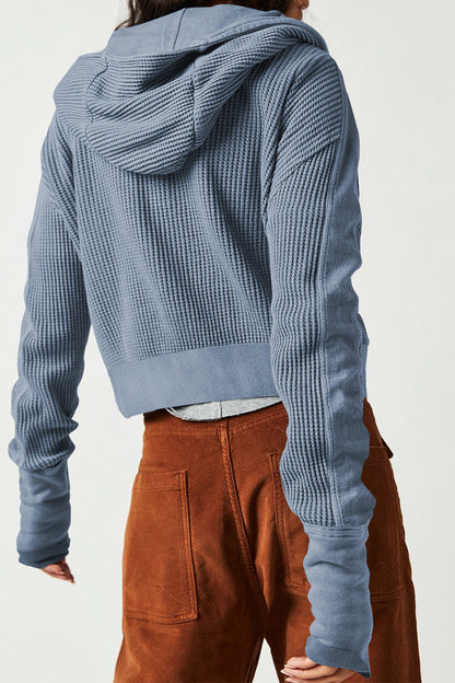 Women's waffle-knit hooded jacket