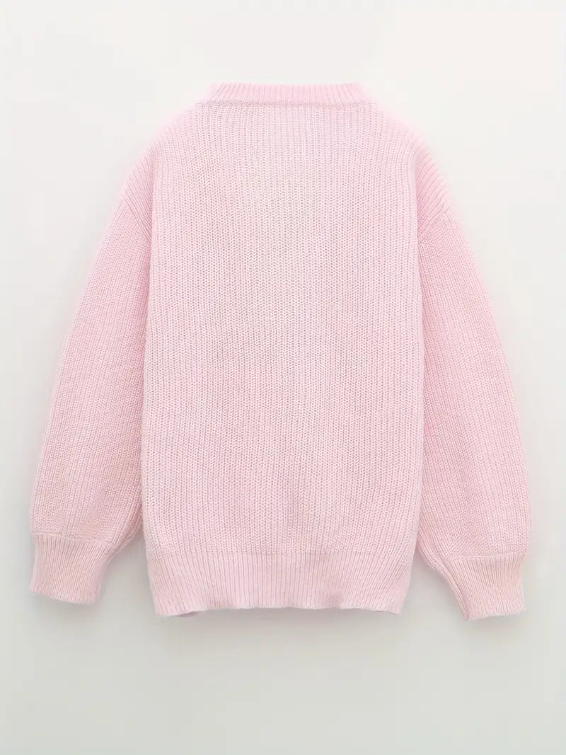 Women's loose knit pullover zipper sweatshirt