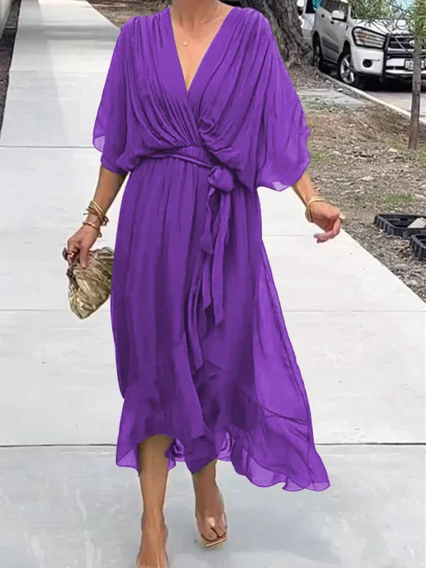 Flowing Relaxed Fit Kimono Sleeve Maxi Dress