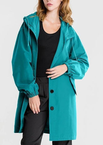 Women's plus size mid-length windbreaker jacket