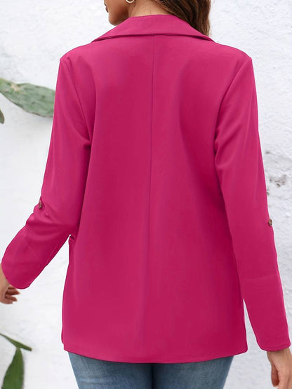 Women's casual open front blazer with lapel collar