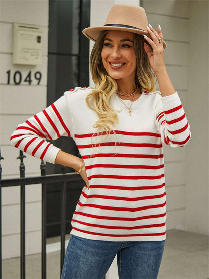 Lindiwe - button striped pullover sweater