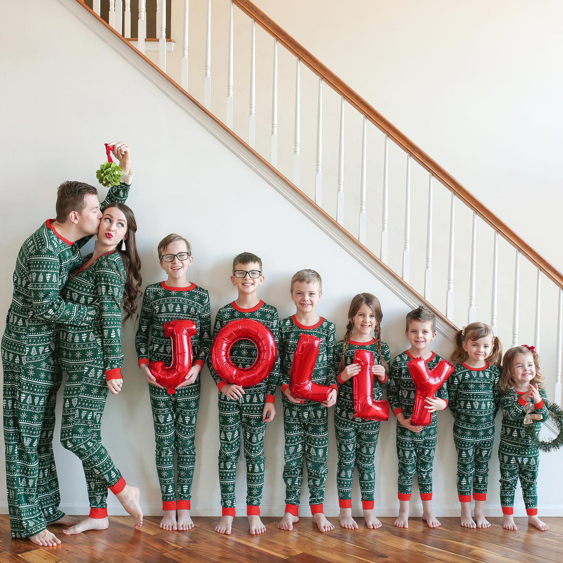 Green festive couple matching pajamas set