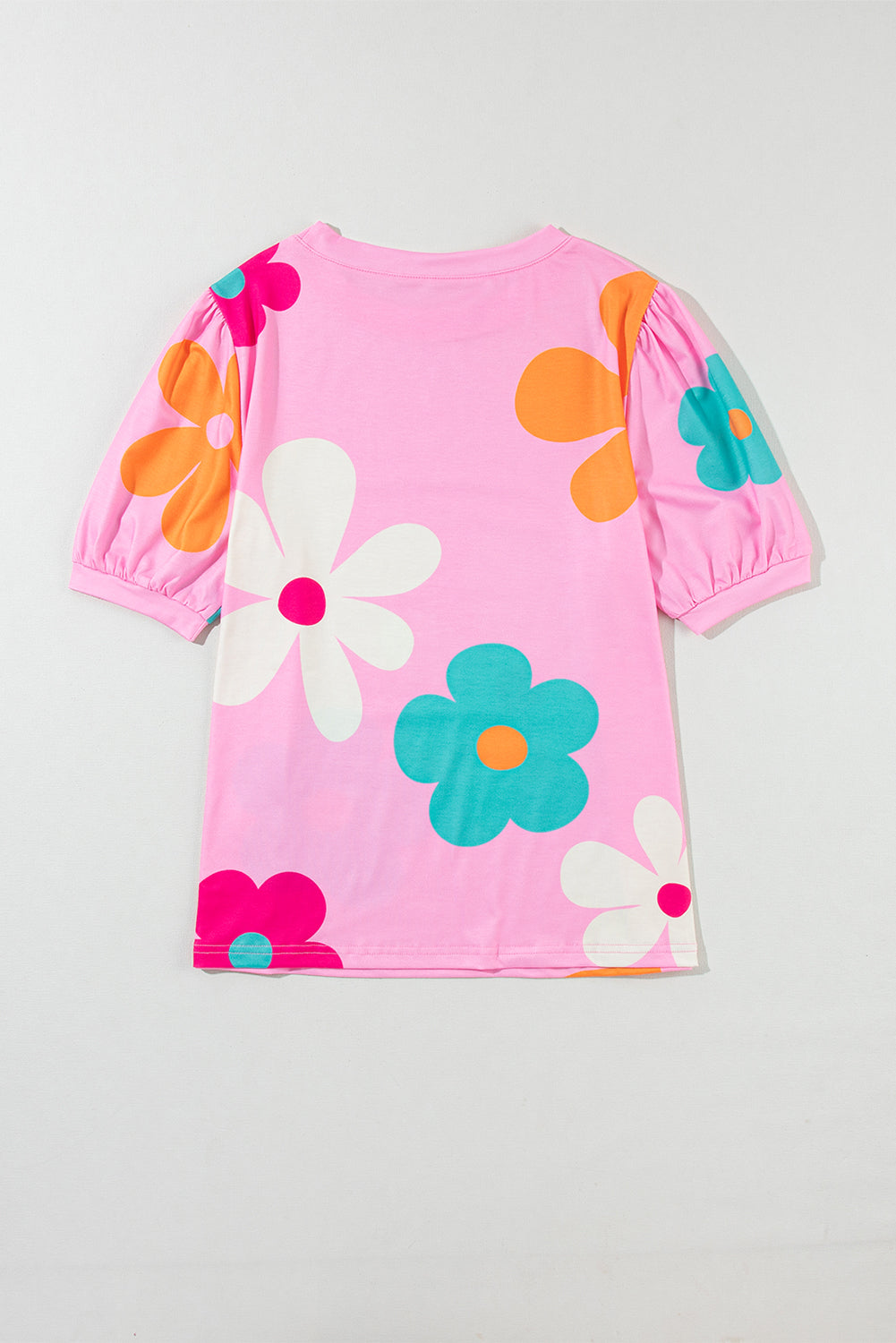Printed flower pattern pullover short sleeve top for women