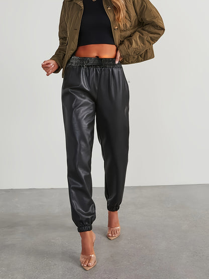 High-waisted jogger pants with elastic waistband for women