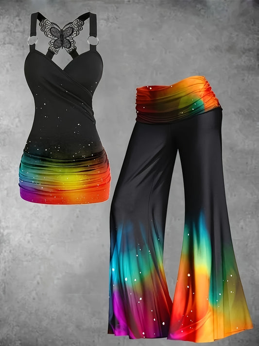 Gradient Waist Wide-Leg Pants Set