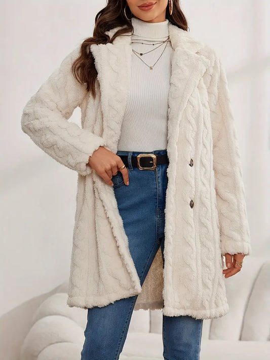 Plush Double-Breasted Casual Coat