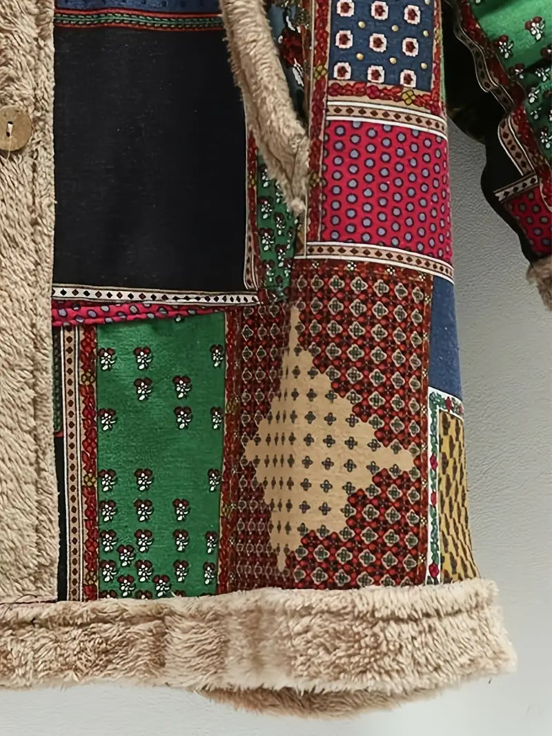 Women's retro patchwork winter jacket
