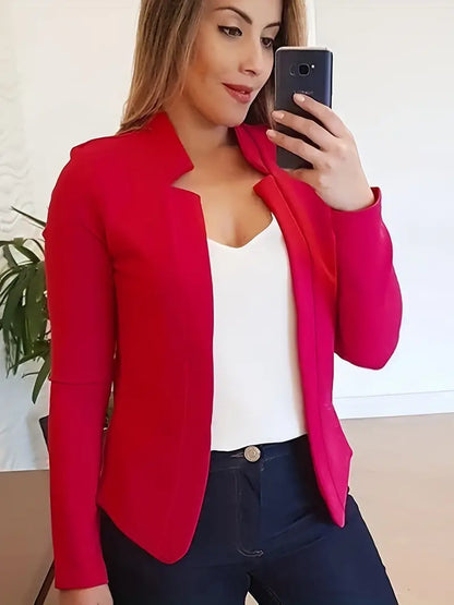 Women's elegant long-sleeved blazer for spring with open front