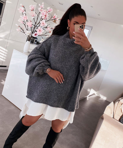 Women's dark gray pullover sweater