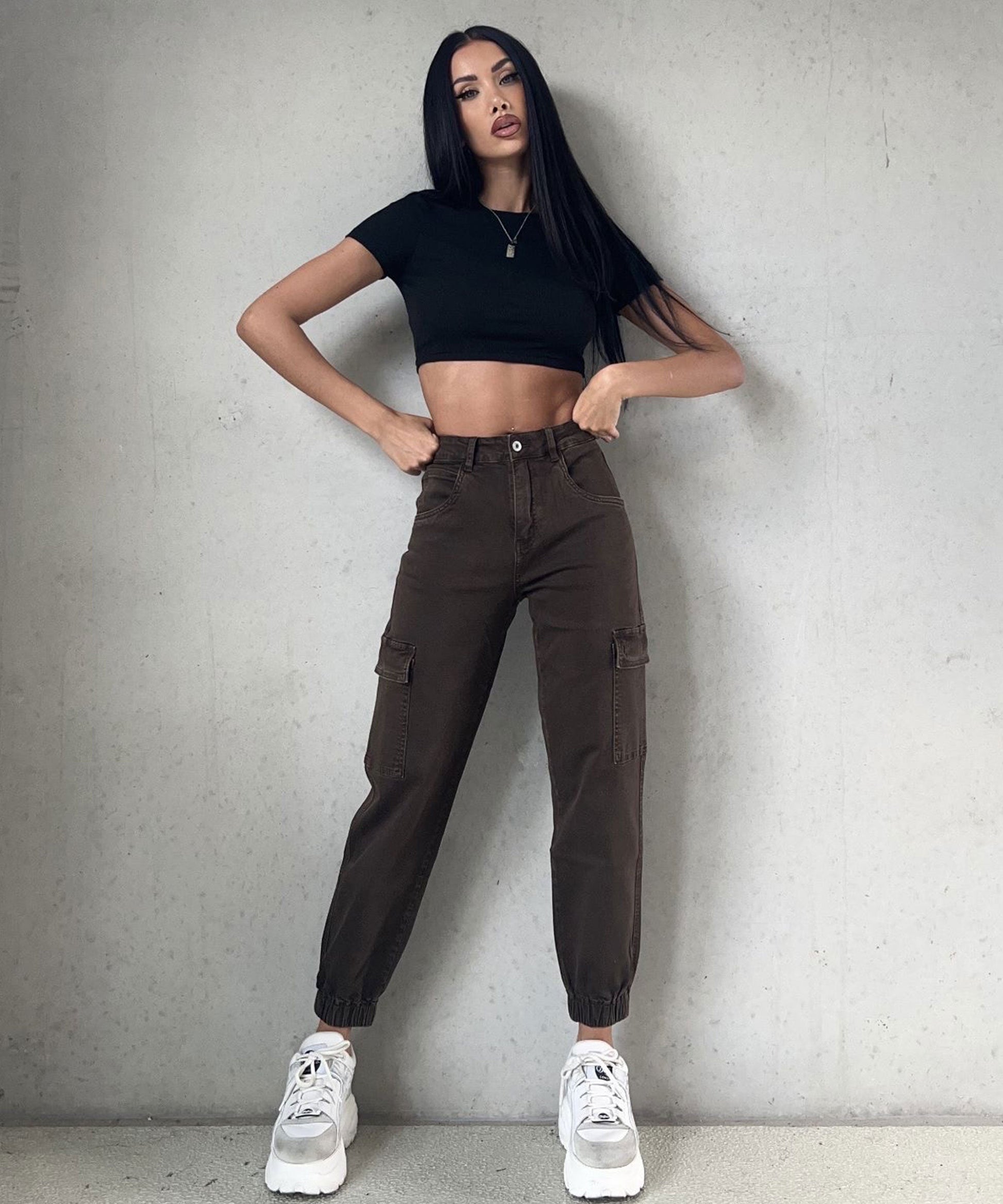 High Waist Side Pocket Jogger Pants