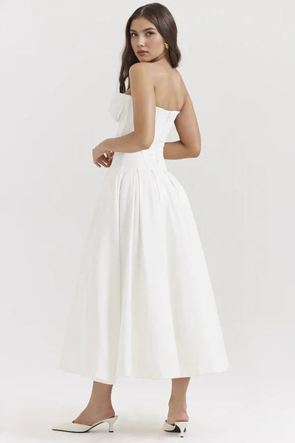 Women's Strapless Evening Gown - Sweetheart Neckline - Fitted Bodice - A-Line Silhouette